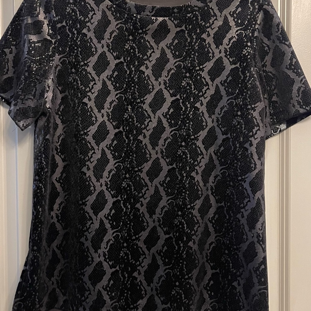 Faux leather & suede Black Snake Print Top